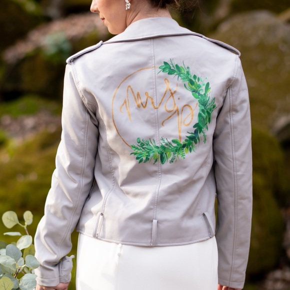 Mrs. P Painted Wedding Bachelorette Jacket - Picture 1 of 4